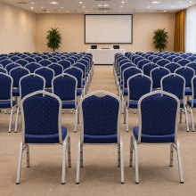 Stolička so strieborným rámom a modrým poťahom, HALLSEAT MX STRONG SR/BE, ilustračná foto