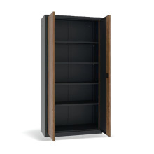 Kancelářská skříň s dřevěnou dýhou na dveřích, DOCUCAB WOOD M 1990/1000/435 7016/WALNUT 