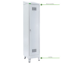 LOCKER H 1 BW | 1-dveřová šatní skříň s přepážkou