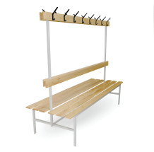 BRIDGE LL 2000 AH DOUBLE | Oboustranná šatní lavice s opěrkou, věšáky a délkou 2000 mm