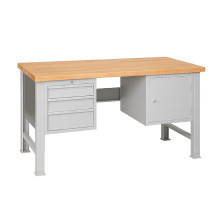 MODULBENCH GE 2000 D3C1 UD | Pracovní stůl se 3 závěsnými zásuvkami a skříňkou, s nastavitelnýma nohama, 2000 mm