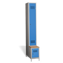 1+1-dveřová šatní skříň s dlouhými dveřmi, zabudovanou lavicí a skříní na obuv, COMFORT H 1 