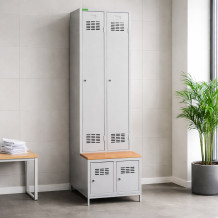 2+2dveřová šatní skříň se zabudovanou lavicí a skříněmi na obuv, COMFORT H 2