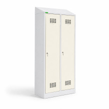 LOCKERPLUS H 2 BW TOP | 2-dveřová šatní skříň s přepážkou a zabudovanou šikmou stříškou