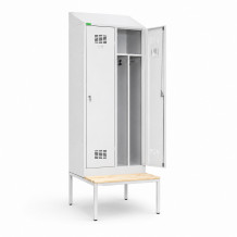 LOCKERPLUS H 2 BW TOP | 2-dveřová šatní skříň s přepážkou a zabudovanou šikmou stříškou