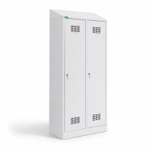 LOCKERPLUS H 2 BW TOP | 2-dveřová šatní skříň s přepážkou a zabudovanou šikmou stříškou