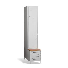 2+2-dveřová šatní skříň se Z-kovými dveřmi, zabudovanou lavicí a skříněmi na obuv, COMFORT H Z2 400 