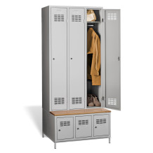 3+3-dveřová šatní skříň se zabudovanou lavicí a skříněmi na obuv, COMFORT H 3