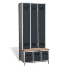 3+3-dveřová šatní skříň se zabudovanou lavicí a skříněmi na obuv, COMFORT H 3