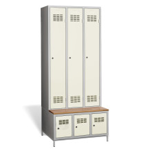 3+3-dveřová šatní skříň se zabudovanou lavicí a skříněmi na obuv, COMFORT H 3