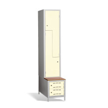 2+2-dveřová šatní skříň se Z-kovými dveřmi, zabudovanou lavicí a skříněmi na obuv, COMFORT H Z2 400 