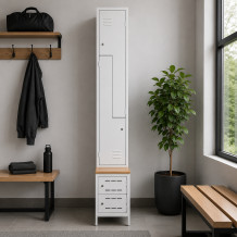  2+2dveřová šatní skříň se Z-kovými dveřmi, zabudovanou lavicí a skříněmi na obuv, COMFORT H Z2 300, ilustrační foto