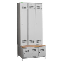 COMFORT H 3 | 3+3-dveřová šatní skříň se zabudovanou lavicí a skříněmi na obuv