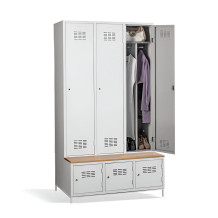 COMFORT H 3 BW | 3+3-dveřová šatní skříň s přepážkou, zabudovanou lavicí a skříněmi na obuv