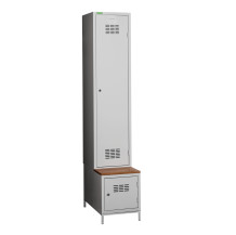 COMFORT H 1 BW | 1+1-dveřová šatní skříň s přepážkou, zabudovanou lavicí a skříní na obuv