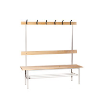 BRIDGE LL 1500 AH+ | Šatní lavice s opěrkou a věšáky o délce 1500 mm s roštem na obuv