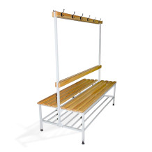 BRIDGE IM 1500 AH DOUBLE+ | Oboustranná šatní lavice s opěrkou a věšáky o délce 1500 mm s roštem na obuv