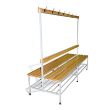 BRIDGE IM 2000 AH DOUBLE+ | Oboustranná šatní lavice s opěrkou a věšáky o délce 2000 mm s roštem na obuv