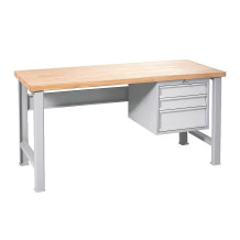 MODULBENCH GE 1500 D3 UD | Pracovní stůl se 3 závěsnými zásuvkami a nastavitelnýma nohama, 1500 mm