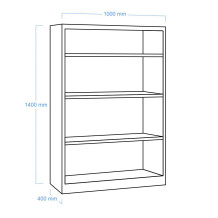 OPENCAB H 1400/1000/400 | Otevřená úložná skříň se 3 policemi o výšce 1400 mm