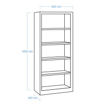 OPENCAB H 1850/800/400 | Otevřená úložná skříň se 4 policemi o šířce 800 mm