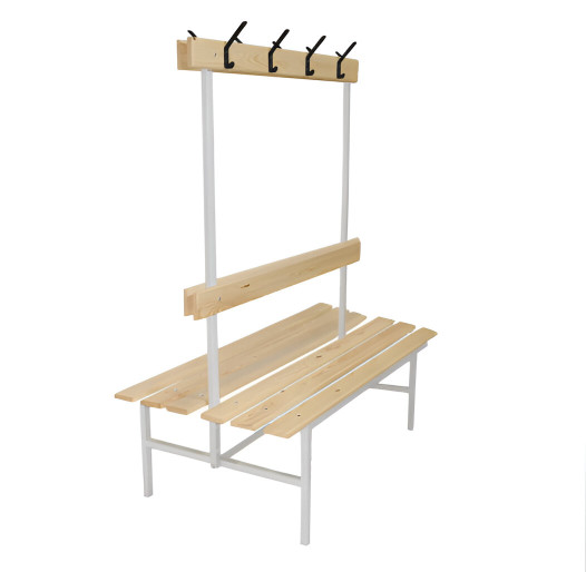 BRIDGE LL 1000 AH DOUBLE | Oboustranná šatní lavice s opěrkou, věšáky a délkou 1000 mm