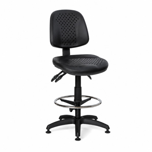 Průmyslová židle s kruhovou opěrkou a na kluzácích, WORKSEAT MB COMFORT HIGH F