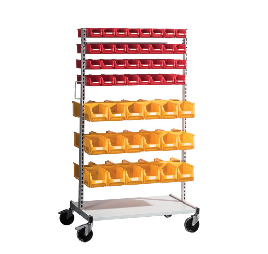 SORTISTAND FIX ROLL MB 100 | Stojan na kolečkách s 36 + 64 plastovými boxy