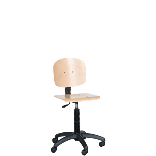 WORKSEAT AN CLASSIC WOOD R | Průmyslová dřevěná židle na kolečkách