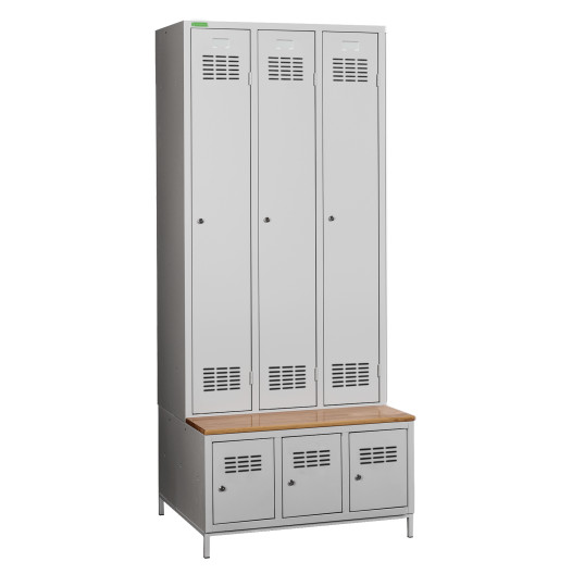 COMFORT H 3 | 3+3-dveřová šatní skříň se zabudovanou lavicí a skříněmi na obuv