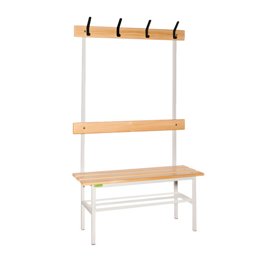 BRIDGE LL 1000 AH+ | Šatní lavice s opěrkou a věšáky o délce 1000 mm s roštem na obuv