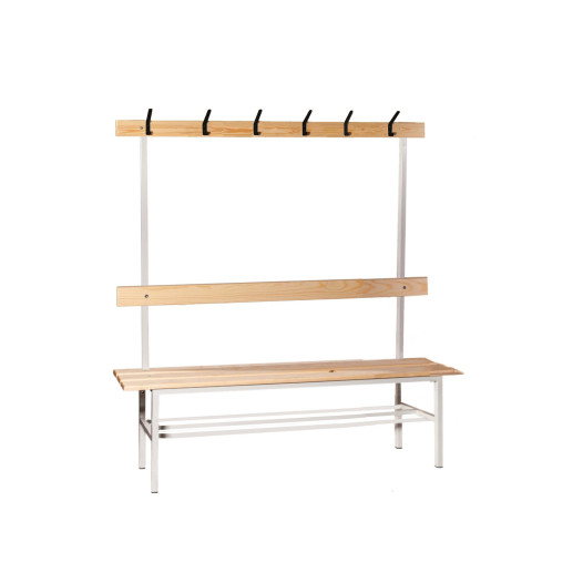 BRIDGE LL 1500 AH+ | Šatní lavice s opěrkou a věšáky o délce 1500 mm s roštem na obuv