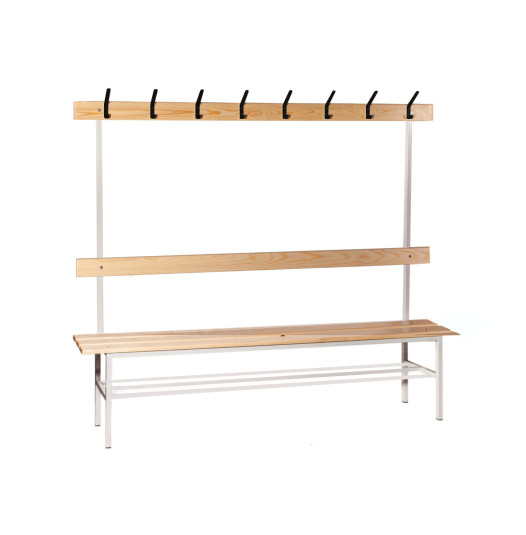 BRIDGE LL 2000 AH+ | Šatní lavice s opěrkou a věšáky o délce 2000 mm s roštem na obuv