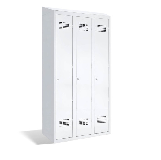 LOCKER H 3 BWM TOP SHELF - 3-dveřová skříň s přepážkou a vestavěnou šikmou střechou