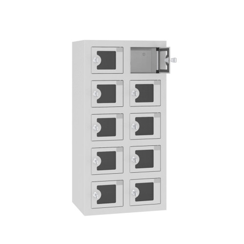 VBOX M 2/10 ELECTRO PELXI - Skříňka na nabíjení mobilních telefonů s 10 přihrádkami z plexiskla