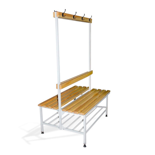 BRIDGE IM 1000 AH DOUBLE+ | Oboustranná šatní lavice s opěrkou a věšáky o délce 1000 mm s roštem na obuv