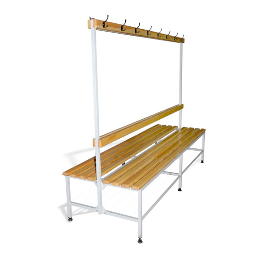 BRIDGE IM 2000 AH DOUBLE | Oboustranná šatní lavice s opěrkou a věšáky o délce 2000 mm